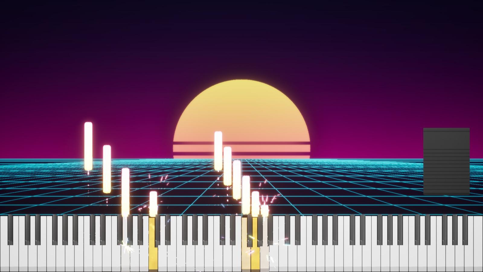 Scène Synthwave avec étincelles